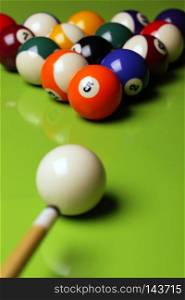 Billiard game . Billiard game on table