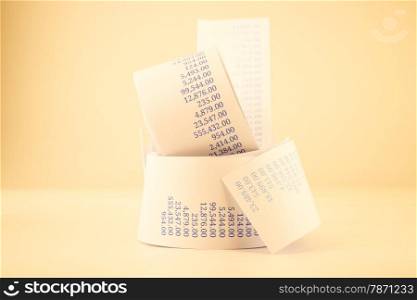 billing paper roll for accounting concept in vintage tone