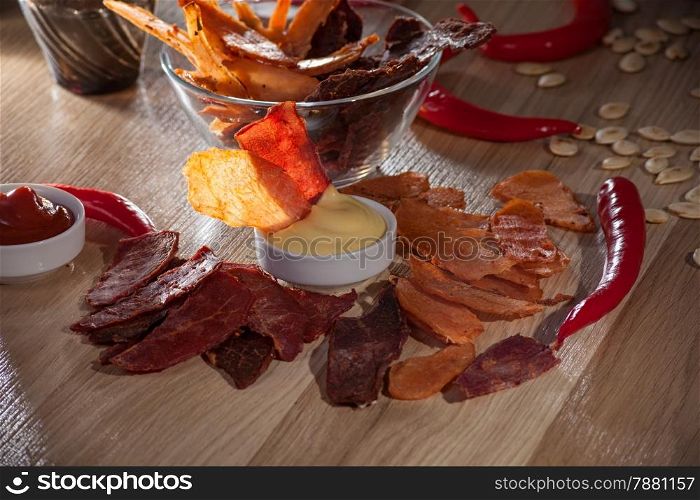 biltong white and red. still life