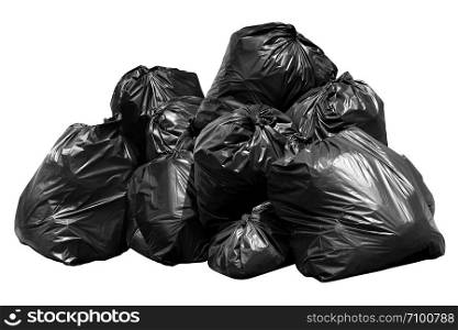 bin bag garbage, Bin,Trash, Garbage, Rubbish, Plastic Bags pile isolated on background white