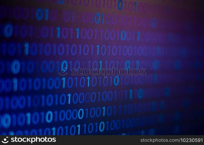 Binary Blue background Blue digital binary data code on screen abstract information technology background