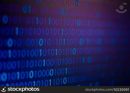 Binary Blue background Blue digital binary data code on screen abstract information technology background