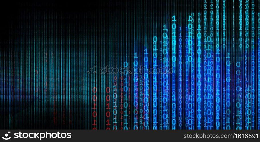 Binary Code Background as an Advanced Computer Data Technology. Binary Code Background
