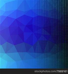 Binary Code Blue polygonal Background. Concept Binary Code Numbers. Algorithm Binary, Data Code, Decryption and Encoding.