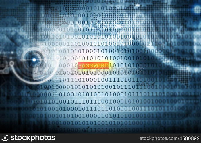 Binary code. Computer concept with binary code. Security and password