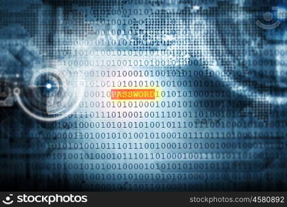 Binary code. Computer concept with binary code. Security and password