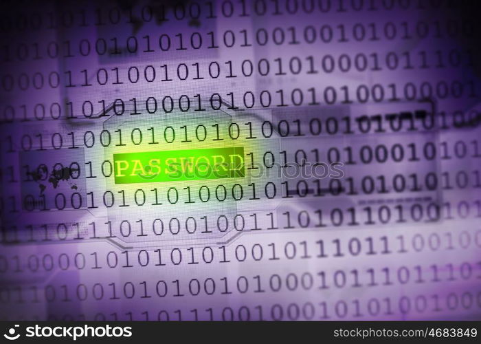 Binary code. Computer concept with binary code. Security and password