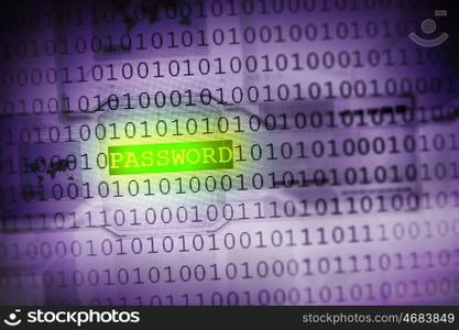 Binary code. Computer concept with binary code. Security and password