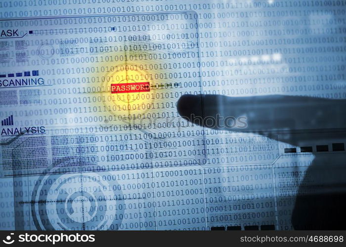 Binary code. Computer concept with binary code. Security and password