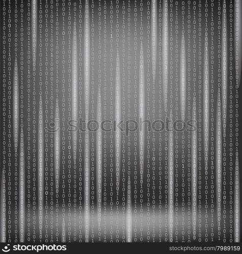 Binary Code Dark Background. Concept Binary Code Numbers. Algorithm Binary, Data Code, Decryption and Encoding.