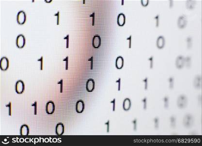 Binary code on a computer screen