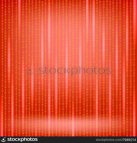Binary Code Red Background. Concept Binary Code Numbers. Algorithm Binary, Data Code, Decryption and Encoding.