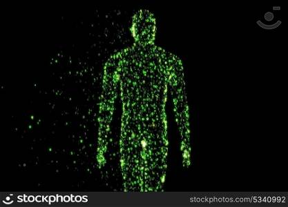 Binary man made of zeros and ones in computing concept