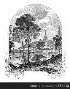 Bingen am Rhein, vintage engraved illustration. From Chemin des Ecoliers, 1861. 
