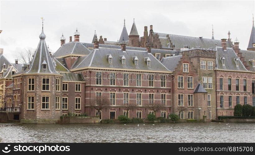 Binnenhof Palace in The Hague (Den Haag) along the Hofvijfer, The Netherlands - Dutch Parliament buildings