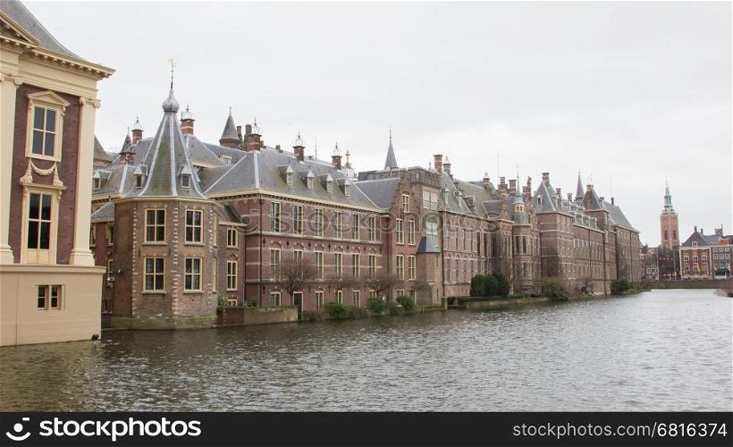 Binnenhof Palace in The Hague (Den Haag) along the Hofvijfer, The Netherlands - Dutch Parliament buildings