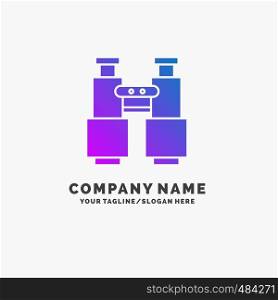 binoculars, find, search, explore, camping Purple Business Logo Template. Place for Tagline.. Vector EPS10 Abstract Template background