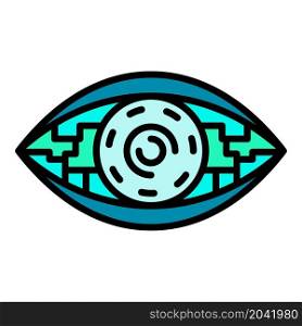 Bioelectronic eye icon. Outline bioelectronic eye vector icon color flat isolated. Bioelectronic eye icon color outline vector