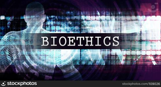 Bioethics Industry with Futuristic Business Tech Background. Bioethics Industry
