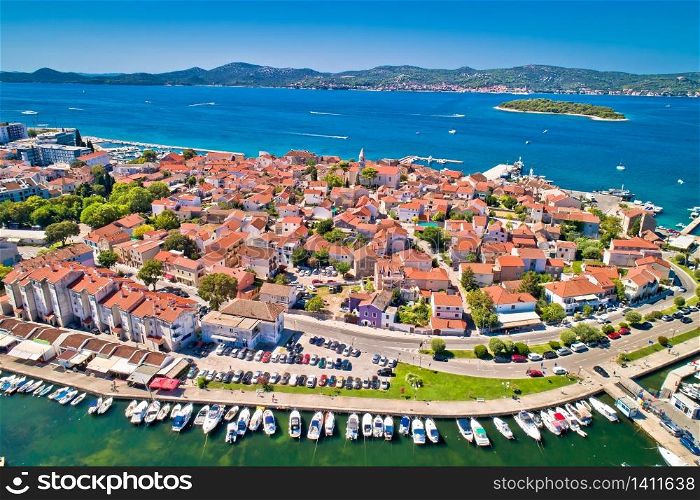 Biograd na Moru historic coastal town aerial view, Dalmatia region of Croatia