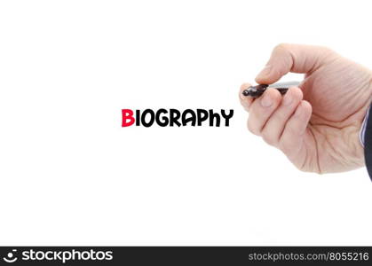 Biography text concept isolated over white background