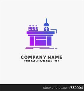 Biology, chemistry, lab, laboratory, production Purple Business Logo Template. Place for Tagline.. Vector EPS10 Abstract Template background