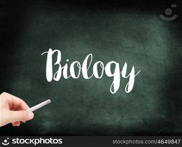 Biology written on a blackboard