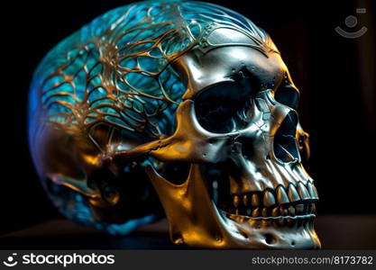 Biomechancial skull. Fantasy human art. Generate Ai. Biomechancial skull. Generate Ai