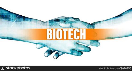 Biotech Concept with Businessmen Handshake on White Background. Biotech