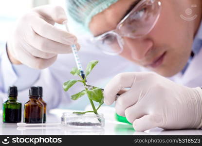 Biotechnology concept with scientist in lab