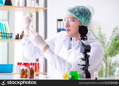 Biotechnology concept with scientist in lab