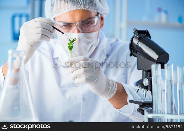 Biotechnology concept with scientist in lab