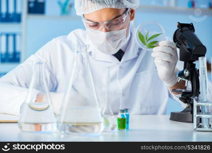 Biotechnology concept with scientist in lab