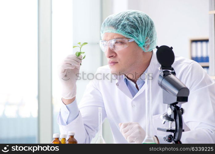 Biotechnology concept with scientist in lab