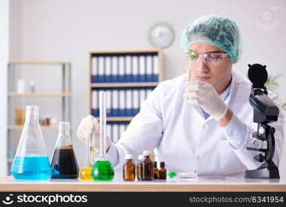 Biotechnology concept with scientist in lab