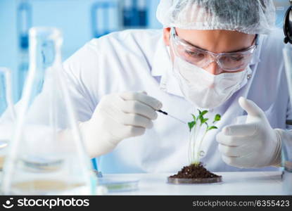 Biotechnology concept with scientist in lab