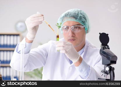 Biotechnology concept with scientist in lab