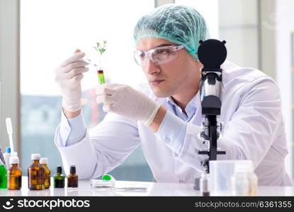 Biotechnology concept with scientist in lab