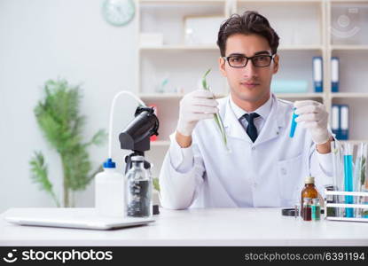 Biotechnology scientist chemist working in lab