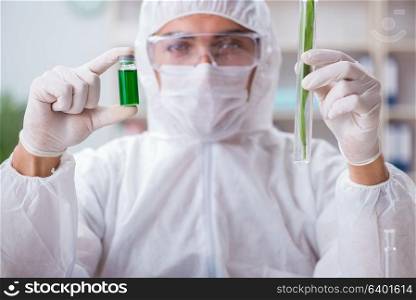 Biotechnology scientist chemist working in lab