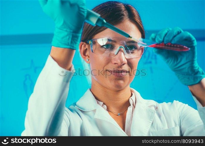 Biotechnology. Scientist working in biotech laboratory
