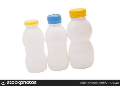 Biotic Yogurt Drink Bottles Isolated On White Background