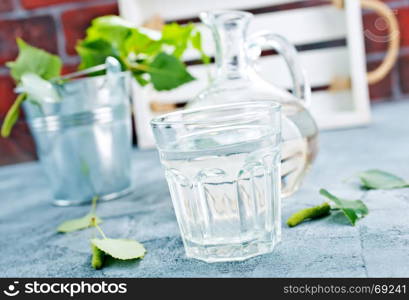 birch tree juice in glass, stock photo