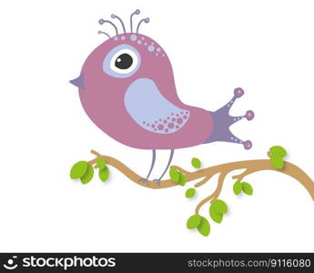 bird branch cartoon perched animal