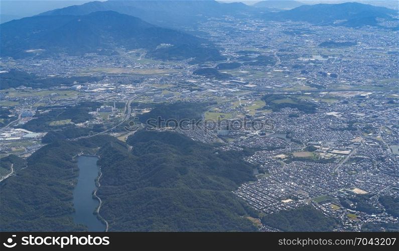 bird eye view of Fukuoka cityscape