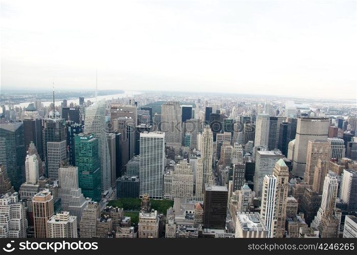 Bird eye view to new york from skyscrapper attraction