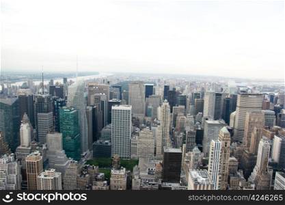 Bird eye view to new york from skyscrapper attraction