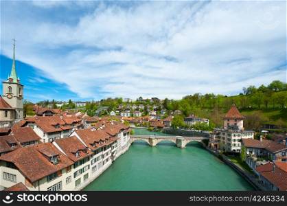Bird&rsquo;s Eye View on the Roofs of the City of Berne and River Aare