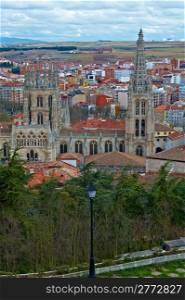 Bird&rsquo;s Eye View on the Spanish City of Burgos and the Cathedral