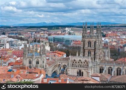 Bird&rsquo;s Eye View on the Spanish City of Burgos and the Cathedral